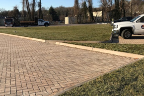 Example of permeable pavement with two Facilities Management trucks in the background