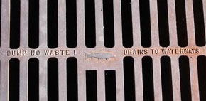 Stormwater drain with dump no waste message